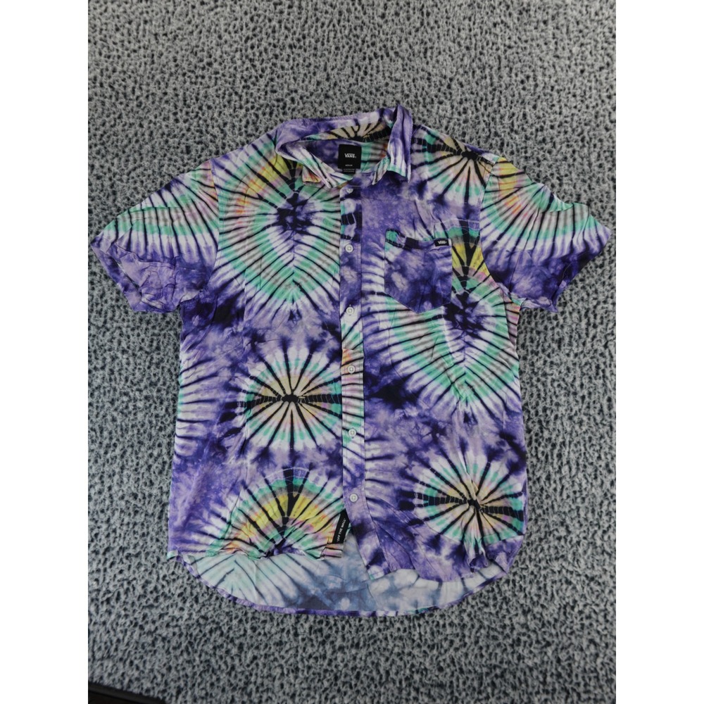 Vans Tie Dye‎ Short Sleeve Button Up Shirt Women's Medium Classic Fit